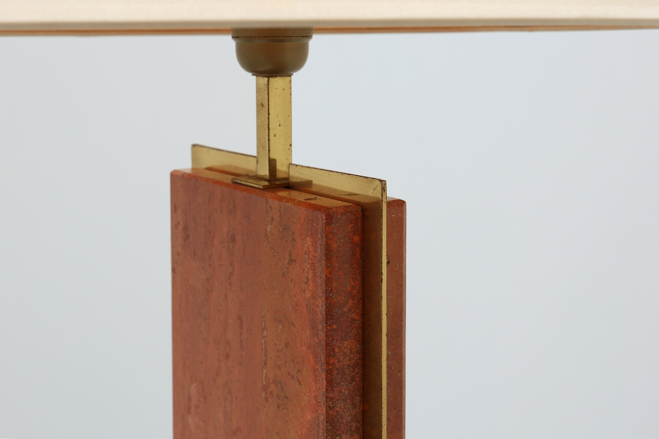Vintage red marble table lamp by Camille Breesch in Hollywood regency stylethumbnail